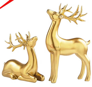 À la recherche d'une magnifique sculpture décorative de renne en laiton plaqué or pour la maison - Product Image 5