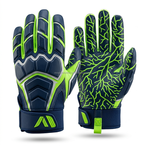 Gants de football américain en cuir personnalisés, à doigts complets, pour outfield, gaucher, avec grip antidérapant, sangle de poignet, rembourrage épais, entraînement, OEM - Product Image 6