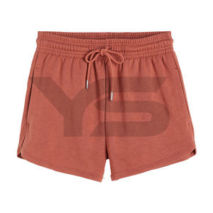 Pantalones cortos de gimnasio personalizados de cintura alta para mujer, pantalones cortos de entrenamiento de lana transpirable con cierre de cordón, pantalones cortos calientes con patrón de bolsillos para Yoga y correr - Product Image 1