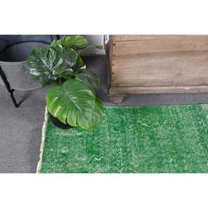 Tapis Turc Vintage Moderne 3.2 X 4.7ft Vert Patchwork Design Fait Main en Laine avec Support en Latex Classique Grande Taille pour Adolescents - Product Image 5