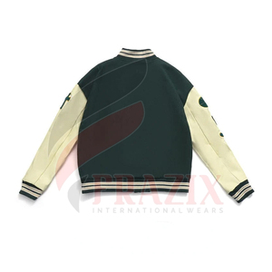 แจ็กเก็ตเบสบอลขนสัตว์สำหรับเด็กแจ็กเก็ตตัวหนังสือกันลมพร้อมแขนหนังไซส์ใหญ่พิเศษสำหรับฤดูหนาว - Product Image 4