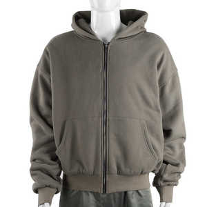 Full <b>Zip</b> Us Wholesale Breathable Grey Drop Shoulder Embroidery Heavyweight Acid Wash <b>Zip</b> up Hoodie for Men From Pakistan - Product Image 1