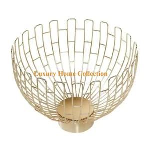 Modern Stylish Handcrafted <b>Tabletop</b> <b>Storage</b> Bucket Gold Color Luxurious Design Attractive Look Round Shape Basket and Bucket - Product Image 1