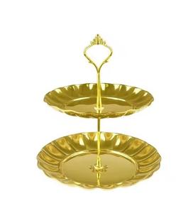 Soporte de aluminio para tartas de 2 niveles con forma redonda, tamaño personalizado, color dorado, dulces, chocolates, soporte para proveedor mayorista - Product Image 1