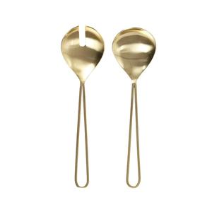 hot sale Metal Salad Server Set Of 2 Pieces With Nickel Plating Finishing <b>Black</b> Handle Simple Design Best Quality For Serving - Product Image 5