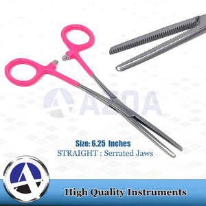 Pinzas Hemostáticas con Mango de PVC Rosa, Curvas y Dentadas, de Acero Inoxidable de 6 Pulgadas, con Bloqueo, Herramienta Multiusos - Product Image 5