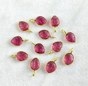 10x8mm feuille sculptée pendentif en pierres précieuses or 18 carats Vermeil 925 lunette en argent sterling pierre de naissance naturelle pendentifs fins et breloques de guérison - Product Image 4