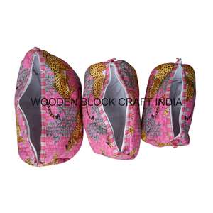 Wholesale Lot 3 Piece Bohemian Tassel Pattern Zipper Closure Eco-Friendly Cotton Cosmetic <b>Bag</b> Small Travel Cosmetic Organizer - Product Image 5