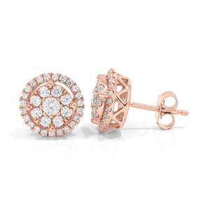 Boucles d'oreilles clous en diamant rond - Product Image 2