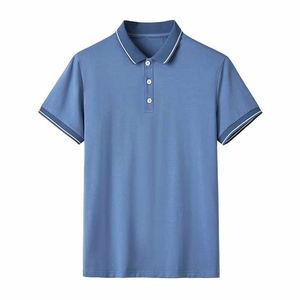 Hombres Casual Color sólido de manga corta para Polo Camisetas Logotipo personalizado Tela de lona transpirable 100% Algodón Hombres para Polo - Product Image 1