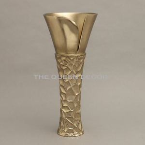 <b>Gold</b> Finished Aluminum Metal Farmhouse Flower <b>Vase</b> Geometric Shape Living Room Home Wedding Party Tabletop Decoration - Product Image 5