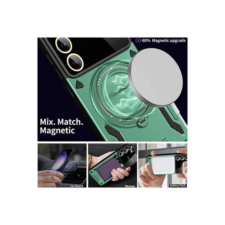 Samsung Galaxy S21 Fe Compatible Case Magsafe Stand Camera Lens Protection Durable Colorful Tank Cover
