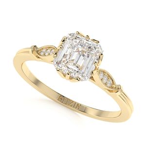 1.50CT Esmeralda Diamante 7 Piedra Anillo de compromiso para mujer - Product Image 1