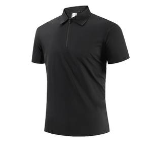 T-shirt décontracté pour homme, tendance, 180 grammes, séchage rapide, demi-zip, motif uni, col vertical élégant, design de course à pied - Product Image 1