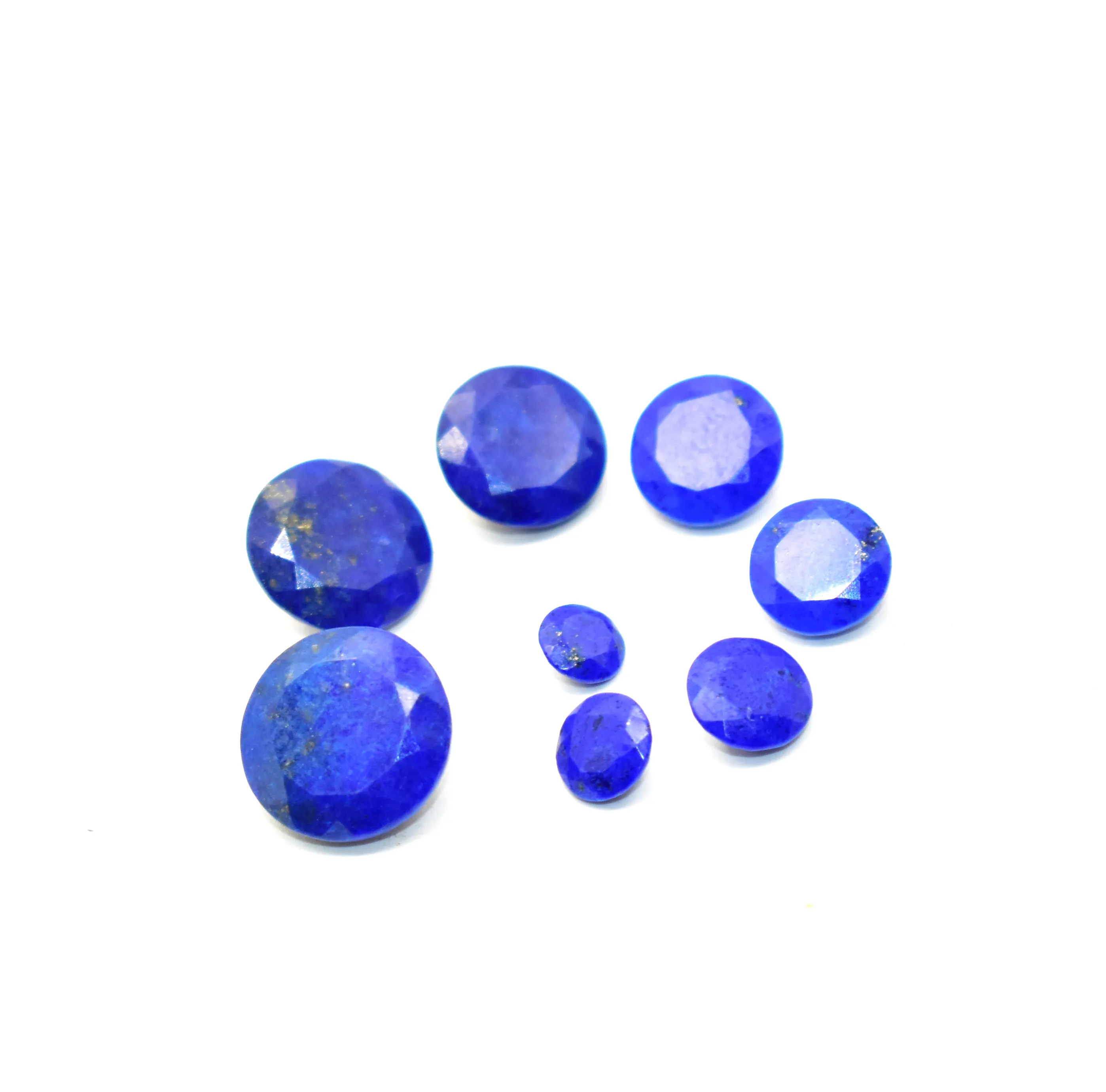 Lapislazuli runder facettierter loser Edelstein 4 mm bis 20 mm Größen erhältlich runder Lapis im Brillant schliff mit goldenem Pyrit