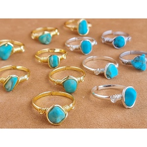 Boho Style Rings Gold and <b>Silver</b> Plated with Natural Turquoise Fashion Pendants & <b>Charms</b> Resale Jewelry - Product Image 2