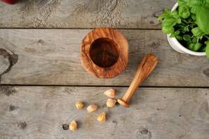 Mortero y Maja de Madera para Triturar Ajo y Jengibre, Utensilio de Cocina Decorativo Natural para el Hogar - Product Image 3