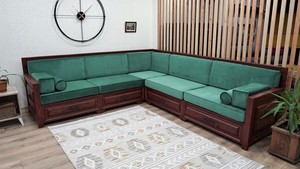 Sofá Esquinero en Forma de L de Madera Convertible de Lujo con Sofá Cama para Sala de Estar - Diseño Moderno - Product Image 3