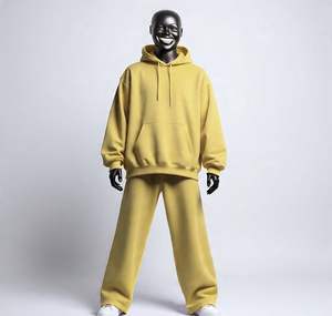 Custom 100% Cotton Blank Heavyweight <b>Baggy</b> Fleece <b>Mens</b> Tracksuit Hoodie and Sweatpants <b>Jogger</b> Sets Wholesale Manufacturer - Product Image 1