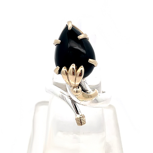 Bague en argent personnalisée pour femmes hommes filles argent noir onyx larme pierre naturelle réglable bague cadeau de fête en pierre - Product Image 1