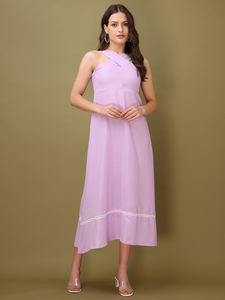 Robe à col licou sans manches et évasée pour femmes - Product Image 4