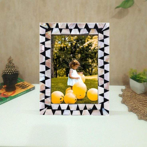 Cadre photo avec incrustation d'os au design ethnique fait à la main Décoration intérieure décorative avec motif unique d'incrustation d'os par l'artisanat du croissant - Product Image 2