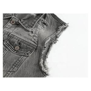 Chaleco vaquero sin mangas para hombre Retro de primavera Vintage, chaleco con botones y agujeros rasgados, ropa exterior para hombre, chaqueta, diseño de ropa desgastada - Product Image 4