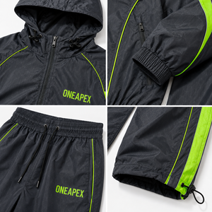 Men's Dark Green Hooded Windbreaker Tracksuit Set Lightweight <b>Nylon</b> Sports Jacket <b>Jogger</b> Pants Custom Streetwear - Product Image 5