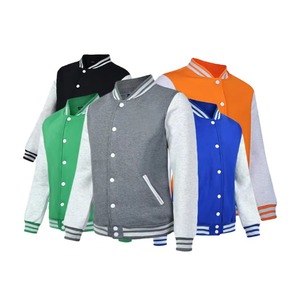 Veste universitaire de style hip-hop pour hommes Logo personnalisé Vêtements d'équipe de baseball en coton Techniques brodées Bouton avant pour l'hiver - Product Image 1