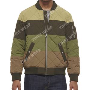 Chaqueta de bombardero acolchada con diamantes multicolor personalizada para hombre, chaqueta informal para exteriores con cremallera de invierno, producto OEM - Product Image 1