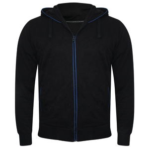 2025 High Quality 100% <b>Black</b> Cotton Fleece <b>Hoodie</b> Custom Logo <b>Zipper</b> Kangaroo Pocket Thermal Print Long <b>Zipper</b> <b>Hoodie</b> For Man - Product Image 1