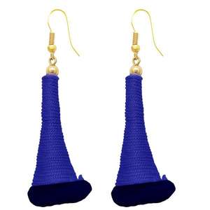 The99Jewel Zinc Alloy <b>Blue</b> Thread Hoop <b>Earrings</b> with <b>Diamond</b> and Pearl Trendy Style Perfect Gift Idea-1308318H - Product Image 1
