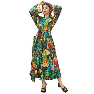 Tendance 100% coton Home Wear Kimono fait à la main léger Robe de nuit motif floral longueur au sol dans un style naturel à la mode - Product Image 1