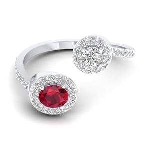 Anillo Ajustable de Plata de Ley 925 de Lujo REYES con Moissanita Certificada GRA y Gema de Rubí, Nueva Llegada, Joyería Fina Personalizada - Product Image 5