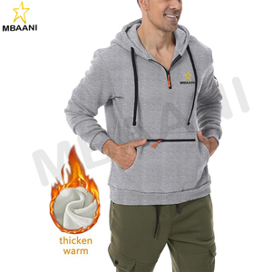 เสื้อฮู้ดผู้ชายผ้าฟลีซสำหรับออกกำลังกาย แขนยาว ซิป ¼  แบบสวม มีกระเป๋า - Product Image 4