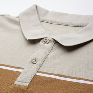 เสื้อยืดโปโลผ้าโพลีเอสเตอร์สำหรับผู้ชายผ้าคอตตอนแห้งเร็วระบายอากาศได้ดีสวมใส่สบายดีไซน์สีพื้นพิมพ์ลายถัก - Product Image 6