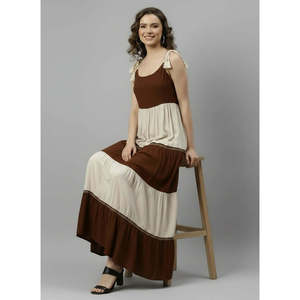 DEEBACO Women's 100% Cotton Woven A-Line Maxi <b>Dress</b> Casual Stylish Party Wear - Product Image 1
