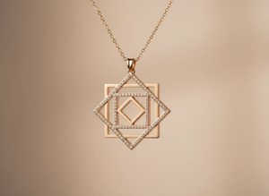 Colgante de Diamantes con Marco Cuadrado Moderno, Oro Amarillo de 18K, 124 Diamantes Naturales, Certificado IGI, Joyería Fina de Moda, Regalo de Cumpleaños o Aniversario - Product Image 6