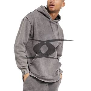 Survêtement vintage délavé à l'acide avec logo personnalisé lourd 100% coton ensemble de pantalons de survêtement à capuche zippés collection hiver grande taille - Product Image 4