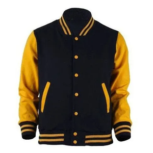 Veste universitaire vintage épaisse pour homme en laine noire et orange, col montant, écologique et respirante, idéale pour l'hiver - Product Image 2