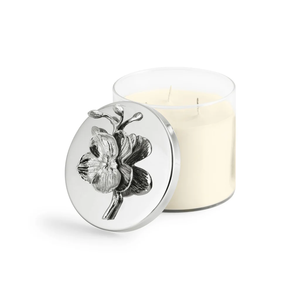 Bougie parfumée de luxe avec couvercle décoratif en métal Pot de bougie en cire de soja fait main avec motif floral pour la décoration intérieure et les cadeaux - Product Image 2