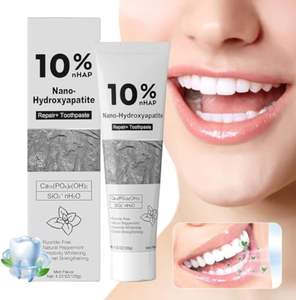 Dentifrice blanchissant à l'hydroxyapatite nano 10% nHAP sans fluorure, réparation de l'émail pour les taches de café et de thé, dents sensibles, 120g - Product Image 1