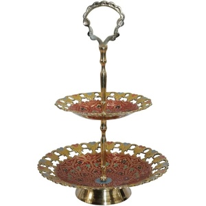 Soporte para Pastel de Metal Elegante y Resistente de 2 Niveles Estilo Real de Oriente Medio, Alta Calidad para Bodas, Centros de Mesa para Bodas, Decoraciones de Mesa - Product Image 1