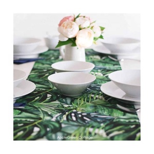 Quadratic Embroidered Unique Household High Quality Thicken Organic Cotton Linen Fabric Digital Geometric Printed <b>Table</b> <b>Runners</b> - Product Image 4