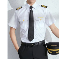 Uniformes d'hôtesse de l'air et de pilote unisexes personnalisés en gros, noirs, pour l'hiver, chemises à manches longues, manteaux, pantalons, confortables, en polyester/coton