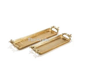 Stainless Steel Hammered Serving Tray Superior Quality Rectangle Shape <b>Tea</b> Serving Tray With Different Sizes - Product Image 5