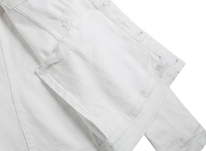 Chaqueta vaquera de lona de estilo alto para hombre de diseñador, ropa de calle con capucha de invierno con logotipo frontal al por mayor - Product Image 6