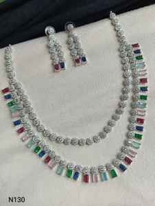 AMERICAN DIAMOND BRIDAL NECKLACE <b>SET</b> and HIGH QUALITY & CLASSIC EARRINGS <b>JEWELLERY</b> <b>SET</b> <b>for</b> <b>WEDDING</b> <b>JEWELLERY</b> CLASSIC STYLE WOMEN - Product Image 4