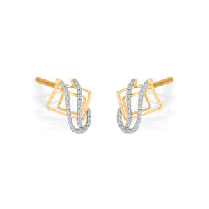 Boucles d'oreilles modernes en or et diamants pour femmes, bijoux de fête tendance à motif géométrique croix et perle - Product Image 4