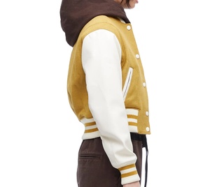 Veste universitaire en laine de haute qualité personnalisée en gros coupe-vent pour les sports d'hiver veste de baseball à manches en cuir courtes - Product Image 6